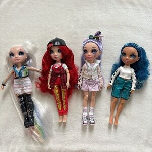 Lot of 4 2019 Rainbow High Dolls - Hair Studio Amaya, Ruby Anderson, Violet-READ